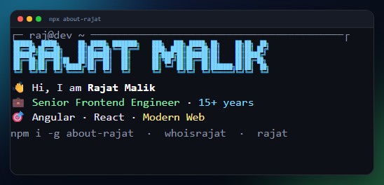 about-rajat CLI business card